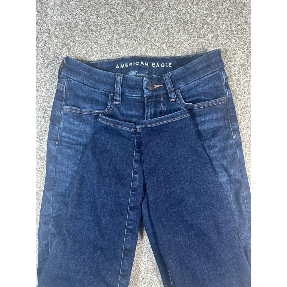 American Eagle Next Level Stretch Skinny Jeans Dark Wash Blue Size 2 Short